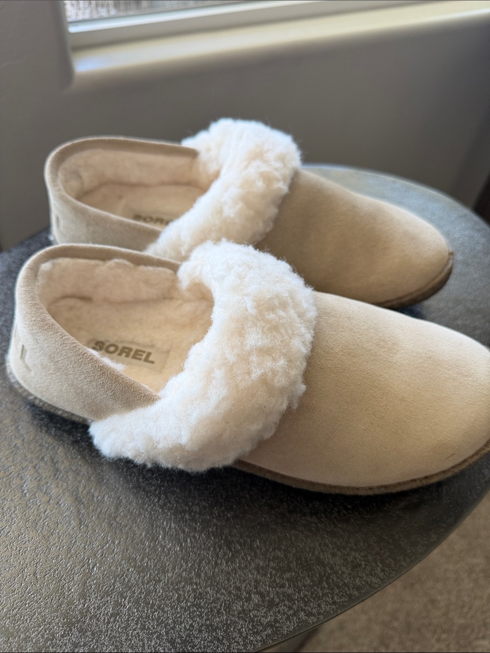 Sorel Cream Faux-Shearling Slip-On Mule Slippers